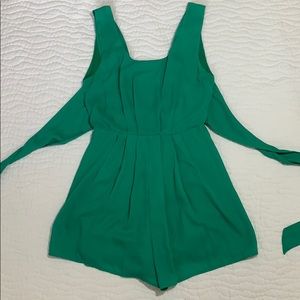 Bright green backless romper